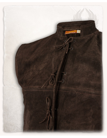 Gilet Renaissance Laertes en daim marron