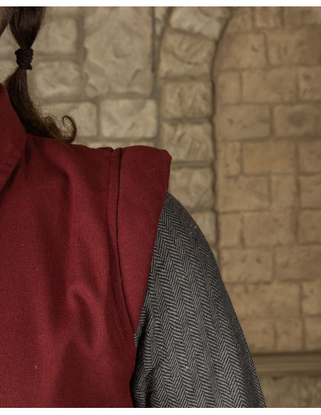 Gilet Tilly médiéval en coton - bordeaux