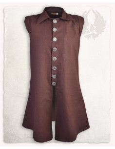 Gilet Tilly médiéval marron en coton, XVIIème siècle