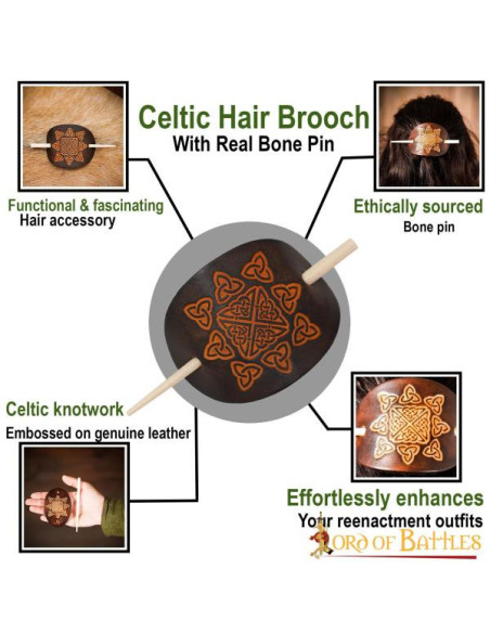 Broche à cheveux en cuir avec...