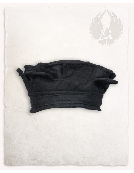 Chapeau médiéval crénelé noir, réglable