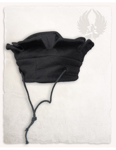 Chapeau médiéval crénelé noir, réglable