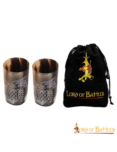 Lot de 2 verres en corne à décor de Loup (200 ml.)