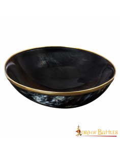 Bol en corne médiévale bord en laiton authentique