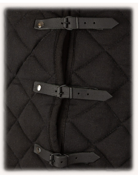 Gambison long noir médiéval sans manches