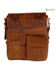 Sac voyageur design celtique en cuir marron