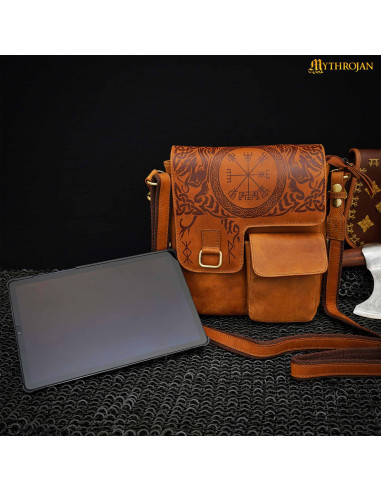 Sac voyageur design celtique en cuir marron