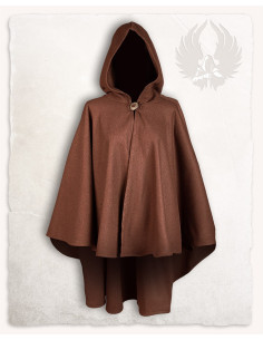 Cape courte en laine femme Kim - Marron