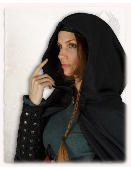 Cape courte en laine femme Kim - Noir