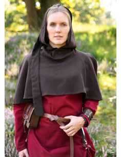 Gugel à capuche pointue modèle Liripipe, marron