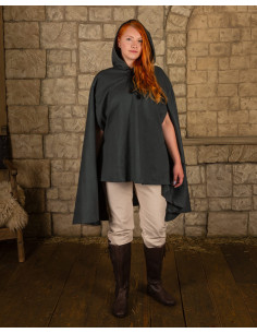 Cape médiévale type corbeau en toile - Vert olive