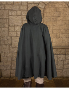 Cape médiévale type corbeau en toile - Vert olive 2