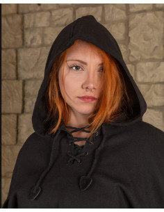 Cape médiévale, type corbeau, en toile - Noir 2