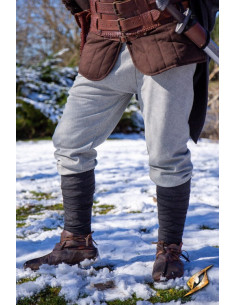 Fimbul Pantalon en laine mélangée à motif chevrons, gris