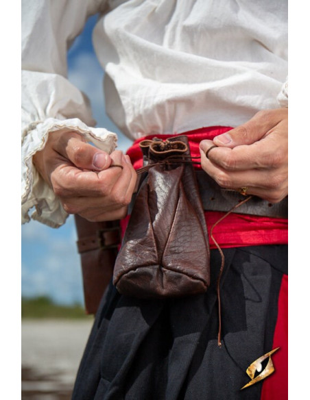 Pochette en cuir marron pour pièces...