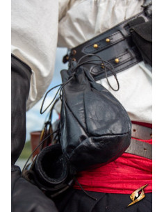 Pochette en cuir noir pour pièces de chasseur de primes