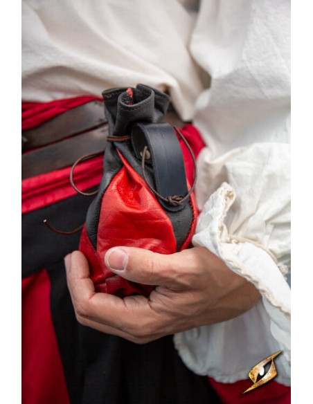 Pochette en cuir noir-rouge pour...