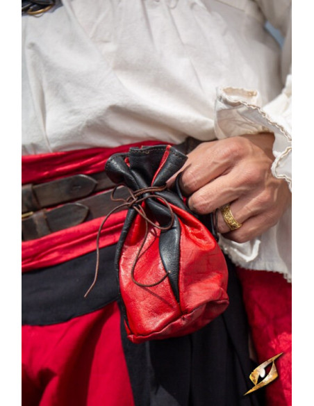 Pochette en cuir noir-rouge pour...