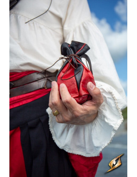 Pochette en cuir noir-rouge pour...