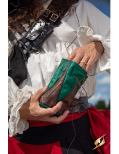 Pochette en cuir marron-vert pour pièces Bounty Hunter 2