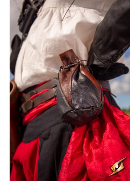 Pochette en cuir marron-noir pour...