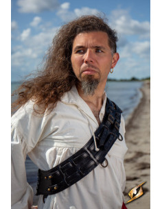 Bandoulière Pirate Aventurier baudrier cuir noir