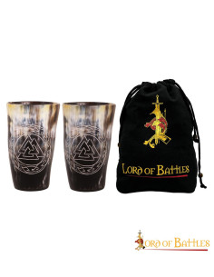 Set de 2 verres en corne de bœuf design noeud Viking Valknut
