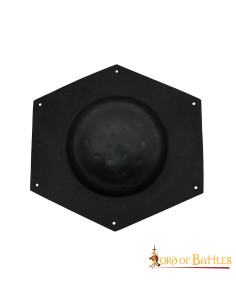 Umbo hexagonal pour bouclier romain en acier noir 2