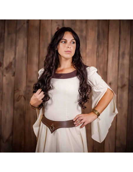 Collier médiéval en cuir avec anneau