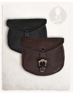 Sac médiéval León, type sac banane en noir (20x18 cm.) 2