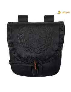 Sac nordique embossé symbole Aegishjalmur, cuir noir