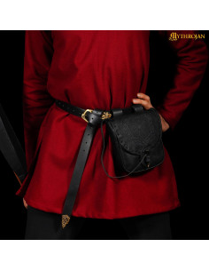 Sac nordique embossé symbole Aegishjalmur, cuir noir 2