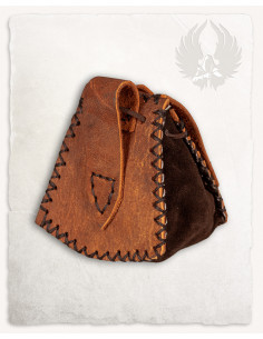 Sac médiéval Luis, type sac banane en marron (10x12 cm.) 2