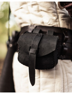 Sac médiéval Luis, type sac banane en noir (15x18 cm.) 2