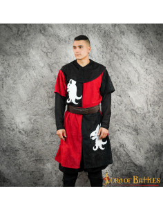 Tabard médiéval quartier rouge-noir Dragon