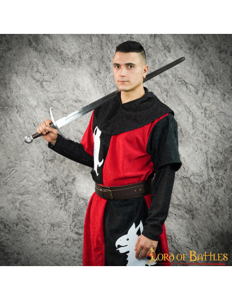 Tabard médiéval quartier rouge-noir...