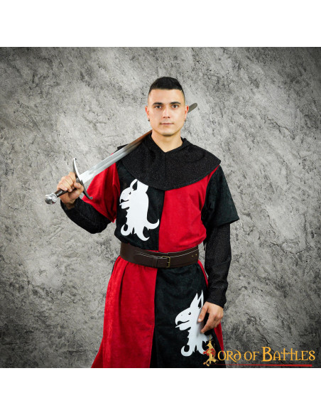 Tabard médiéval quartier rouge-noir...