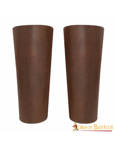 Bracelets médiévaux en cuir lisse marron (23 cm.)