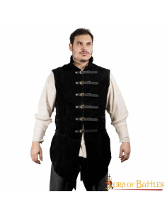 Gilet médiéval en daim noir modèle Adrian