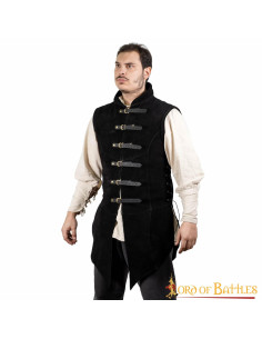 Gilet médiéval en daim noir modèle Adrian 2