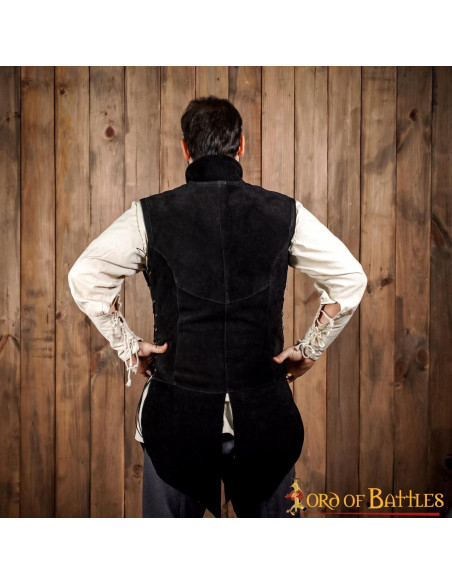 Gilet médiéval en daim noir modèle...