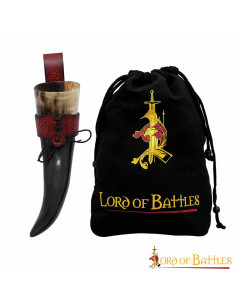 Corne de chasseurs du Nord avec baudrier grenat (700 ml.)