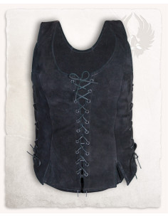 Corsage médiéval en cuir modèle Caty, noir