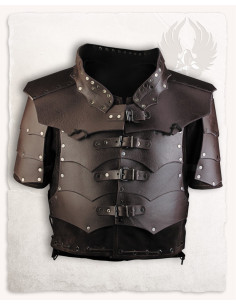 Veste en daim avec plaques de cuir marron modèle Rasmus