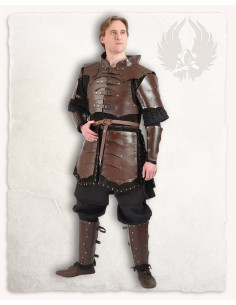 Veste en daim avec plaques de cuir marron modèle Rasmus 2