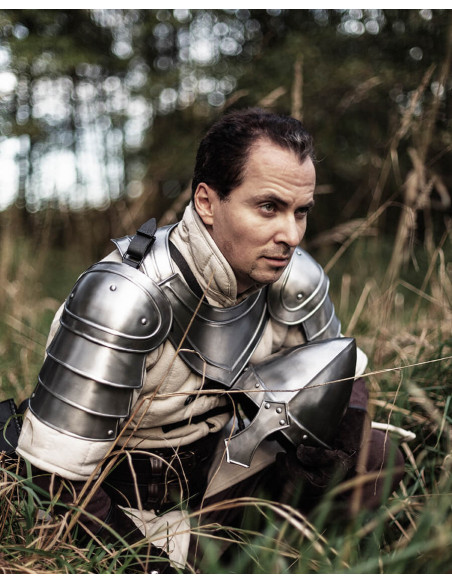 Épaulettes médiévales en acier poli...