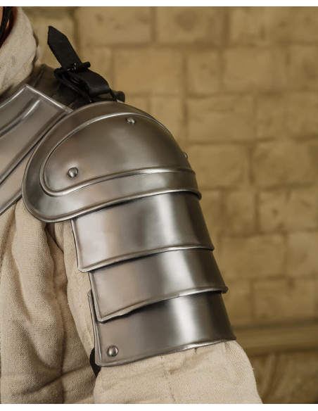 Épaulettes médiévales en acier poli...