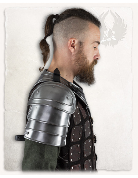 Épaulettes médiévales en acier poli...