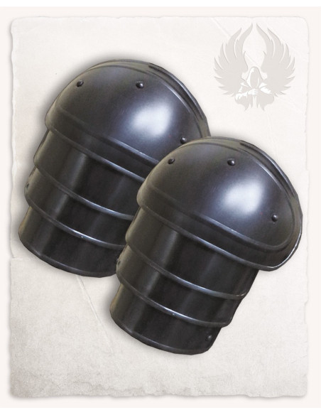 Épaulettes médiévales en acier noirci...