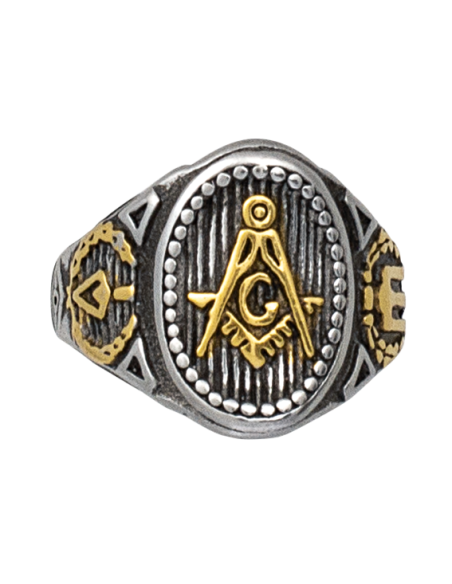 Bague en acier carré et boussole des...